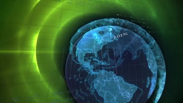 세계에 데이터 처리의 애니메이션 글로벌 비즈니스 디지털 인터페이스 디지털 비디오 — 비디오