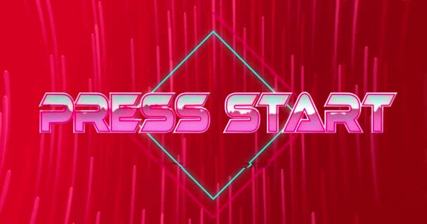 Animation Press Start Text Light Trails Social Media Digital Interface — Stock Video