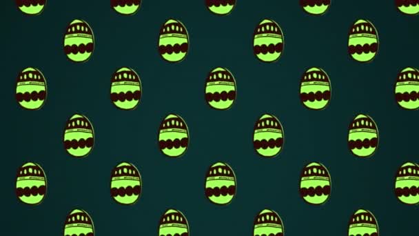 Анімаційна Петля Цифрових Яєць Декількома Візерунками Оболонках Чорному Тлі Цифрове — стокове відео