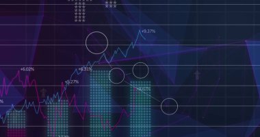 Ortam simgeleri üzerinde veri işleme resmi. Küresel iş, finans ve dijital arayüz kavramı dijital olarak oluşturulmuş görüntü.