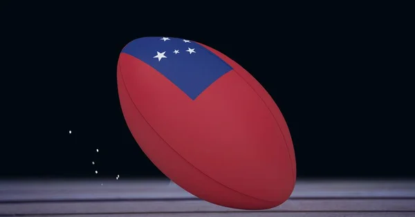 Composición Pelota Rugby Decorada Con Bandera Samoa Sobre Fondo Negro — Foto de Stock