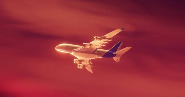 Afbeelding Van Digitaal Vliegtuig Boven Hemel Met Wolken Wereldwijd Concept — Stockfoto