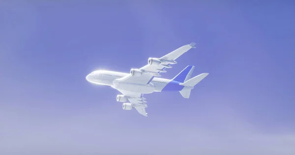 雲と空の上のデジタル飛行機のイメージ グローバル輸送 デジタルインターフェースの概念デジタル生成された画像 — ストック写真