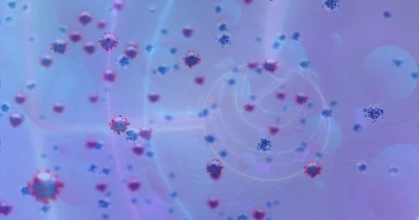 Dijital Arayüzde Hareket Eden Koronavirüsle Yakınlaşan Soyut Desenlerin Görüntüsü Dijital — Stok fotoğraf