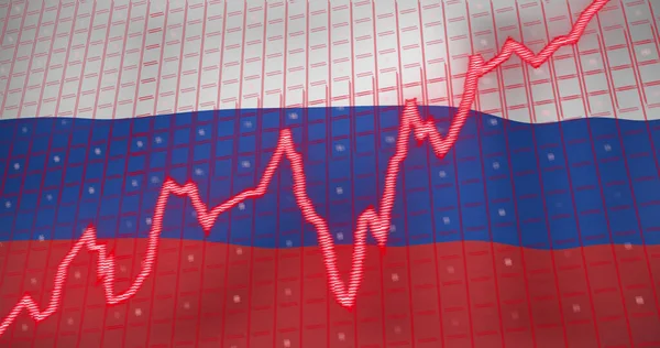 Imagen Procesamiento Datos Texto Estanflación Sobre Bandera Rusia Negocios Globales — Foto de Stock