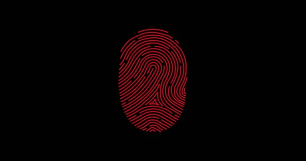 Image of red and green digital fingerprint, data processing and digital interface on black background. Online security concept digitally generated image.