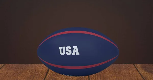 Samenstelling Van Rugby Bal Versierd Met Tekst Usa Zwarte Achtergrond — Stockfoto