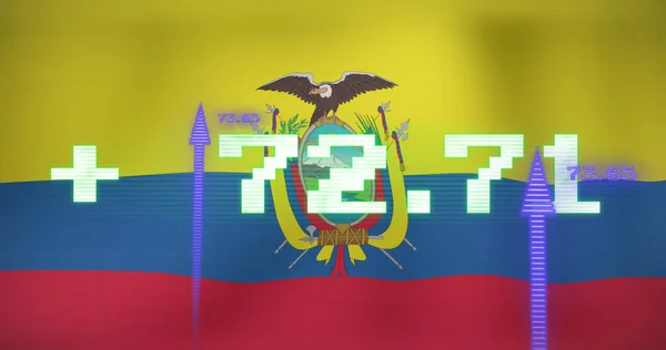 コロンビアの国旗に関するデータ処理のイメージ グローバルビジネス デジタルインターフェイスの概念デジタル生成されたイメージ — ストック写真