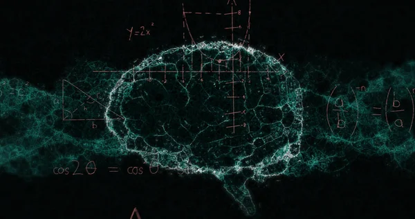 Εικόνα Μαθηματικών Τύπων Εγκεφάλου Και Dna Μαύρο Φόντο Επιστήμη Εκπαίδευση — Φωτογραφία Αρχείου