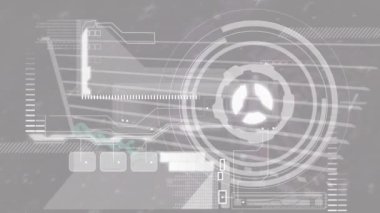 Gri arka planda finansal veri işleme animasyonu. Küresel veri işleme ve ekonomi kavramı dijital video üretimi.