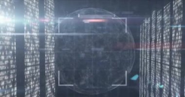 Dünya üzerinde veri işleme animasyonu. küresel iş ve dijital arayüz kavramı dijital olarak oluşturulmuş video.