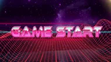 Oyunun animasyonu dijital dağların üzerinden ve siyah arkaplanda yıldızlar üzerinden metne başlar. Sosyal medya, teknoloji ve dijital arayüz kavramı dijital olarak oluşturulmuş video.