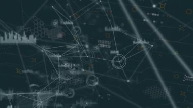 Animation of data processing over network of connections. Global business and digital interface concept digitally generated video.