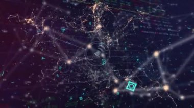 Veri işleme üzerinde veri işleme animasyonu. Küresel iş ve dijital arayüz kavramı dijital olarak oluşturulmuş video.