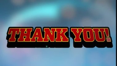 Mavi arkaplandaki teşekkür mesajının animasyonu. Küresel sosyal medya kavramı dijital oluşturulmuş video.