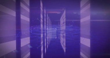 Şekiller üzerinde qr kodunun animasyonu. Küresel iş ve dijital arayüz kavramı dijital olarak oluşturulmuş video.