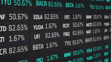 Noktalar üzerinde veri işleme animasyonu. Küresel iş ve dijital arayüz kavramı dijital olarak oluşturulmuş video.