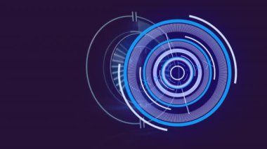 Karanlık arka plan taramasının animasyonu. Küresel veri işleme ve bağlantılar dijital video oluşturma kavramı.