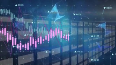 Dünya üzerinde veri işleme animasyonu. küresel iş ve dijital arayüz kavramı dijital olarak oluşturulmuş video.