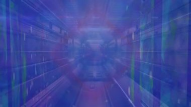 Dijital tünelin üzerindeki şekillerin animasyonu. Küresel iş ve dijital arayüz kavramı dijital olarak oluşturulmuş video.