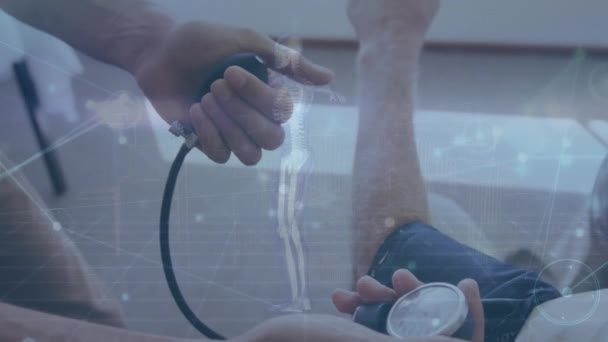 코카서스 의사를 애니메이션 압력을 가한다 디지털 인터페이스 디지털 비디오 — 비디오