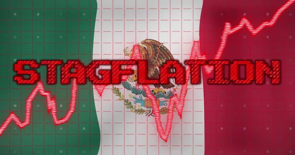 Imagem Processamento Dados Texto Estagflação Sobre Bandeira México Conceito Global — Fotografia de Stock