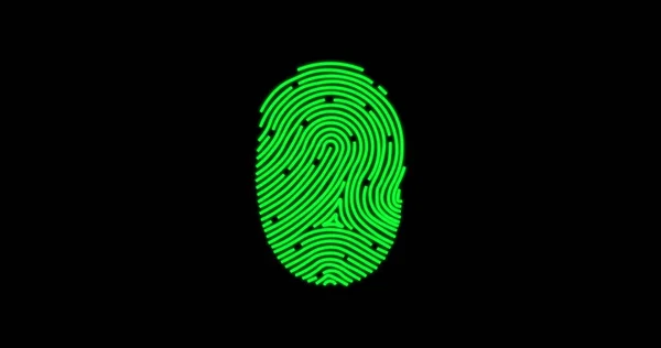 Image of red and green digital fingerprint, data processing and digital interface on black background. Online security concept digitally generated image.
