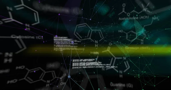 Imagem Fórmulas Químicas Dados Científicos Sobre Fundo Preto Conceito Ciência — Fotografia de Stock