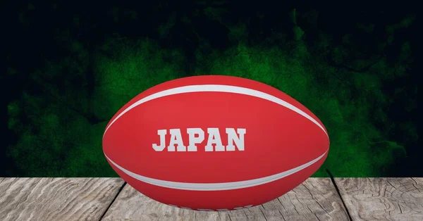 Composition Boule Rugby Décorée Texte Japon Sur Fond Noir Sport — Photo