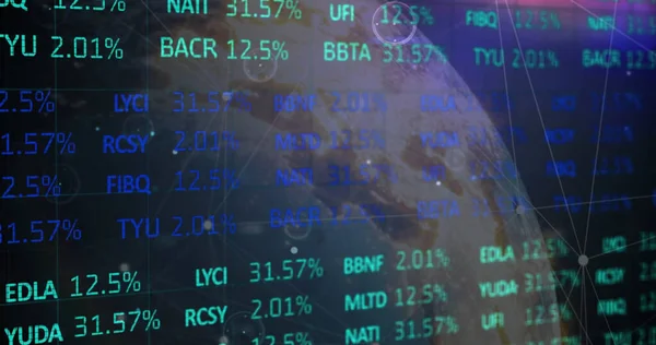 Image Network Connections Data Processing Dark Background Global Finance Economy — Stock Photo, Image