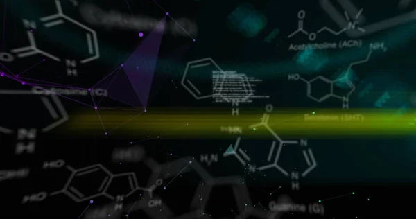 Bild Von Chemischen Formeln Und Wissenschaftlichen Daten Auf Schwarzem Hintergrund — Stockfoto