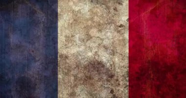 Fransa bayrağı üzerinde şekillerin animasyonu. Küresel vatanseverlik ve dijital arayüz kavramı dijital olarak oluşturulmuş video.