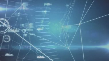 Animation of network of connections over light spots. Global business and digital interface concept digitally generated video.
