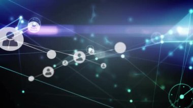 Siyah arkaplan üzerindeki bağlantı ağının animasyonu. küresel iş ve dijital arayüz kavramı dijital olarak oluşturulmuş video.