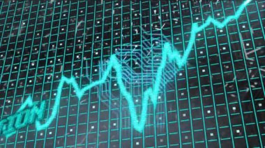 Diyagram üzerinde durgunluk metninin animasyonu. Küresel vatanseverlik ve dijital arayüz kavramı dijital olarak oluşturulmuş video.