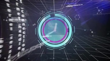 Kapsam taramasında veri işleme animasyonu. küresel iş ve dijital arayüz kavramı dijital olarak oluşturulmuş video.