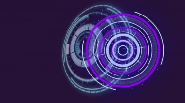 Karanlık arka plan taramasının animasyonu. Küresel veri işleme ve bağlantılar dijital video oluşturma kavramı.