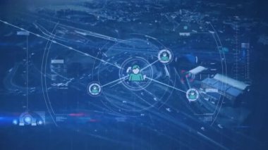 Karanlık arka planda bağlantı ağının animasyonu. Küresel bağlantılar ve veri işleme kavramı dijital video oluşturuldu.