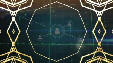Şekiller üzerinden bağlantı ağının animasyonu. Küresel iş ve dijital arayüz kavramı dijital olarak oluşturulmuş video.