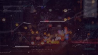 Şehir manzarası üzerindeki bağlantı ağının animasyonu. küresel iş ve dijital arayüz kavramı dijital olarak oluşturulmuş video.