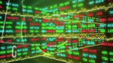 Karanlık arka planda veri işleme animasyonu. Küresel veri işleme ve bağlantılar dijital video oluşturma kavramı.