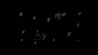 Karanlık arka planda hareket eden matematiksel formüllerin animasyonu. Eğitimler ve matematik öğrenme kavramı dijital video oluşturuldu.