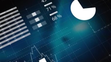 Karanlık arka planda veri işleme animasyonları. Küresel veri işleme ve bağlantı konsepti dijital video oluşturuldu.