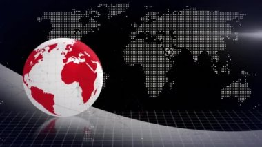 Animation of globe over world map. Global business and digital interface concept digitally generated video.