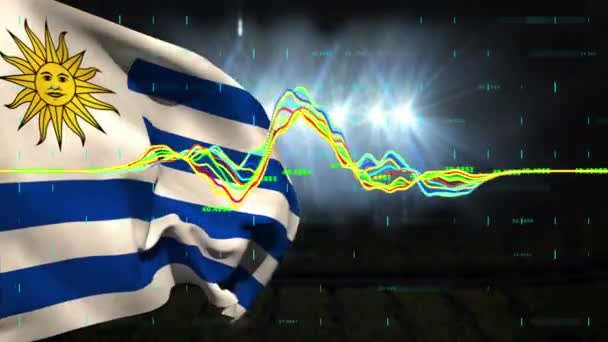 Animation Data Processing Flag Uruguay Global Business Patriotism Digital Interface — Vídeos de Stock