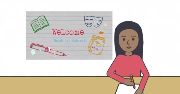 Animação Volta Texto Escola Sobre Ícone Escrita Aluno Conceito Educação — Vídeo de Stock
