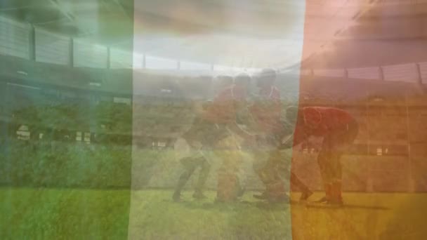경기장에 연주자들에 탤리의 깃발의 애니메이션 스포츠 디지털 비디오 — 비디오