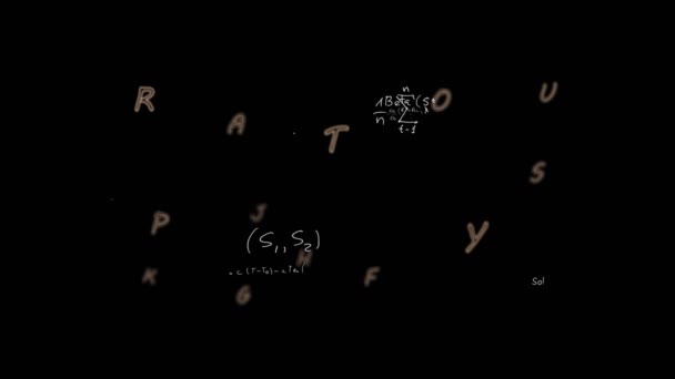 Animatie Van Bewegende Wiskundige Formules Donkere Achtergrond Educatie Wiskunde Leren — Stockvideo