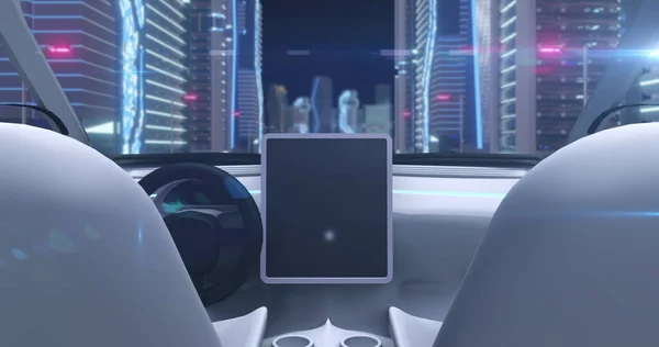 Imagem Tela Simulação Jogo Imagem Mostrando Cockpit Carro Dirigindo Pelas — Fotografia de Stock