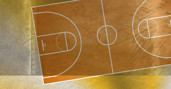 Composition Brown White Basketball Court Overhead View Textured Concrete Wall — Stock Photo, Image